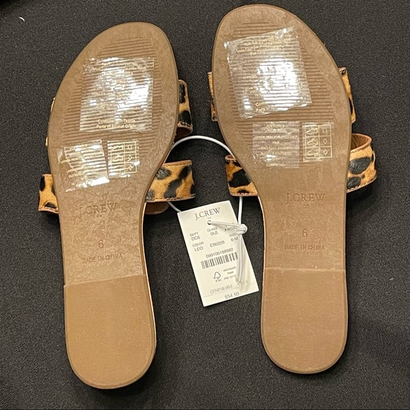J. Crew Calf Hair Beachside Slide Sandals (Leopard print) Size - 6M - Picture 3 of 4